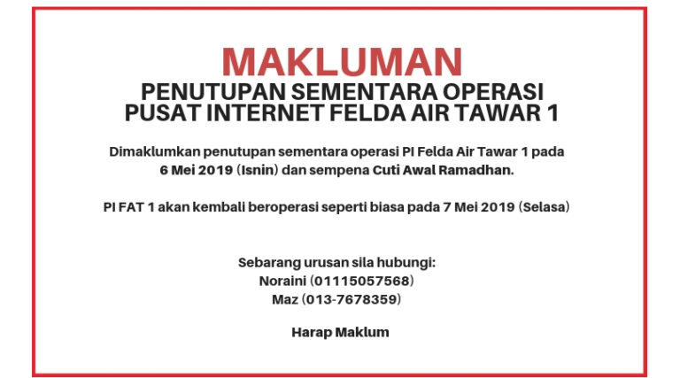 MAKLUMAN cuti awal ramadhan