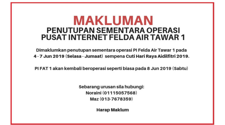 MAKLUMAN hari raya2019