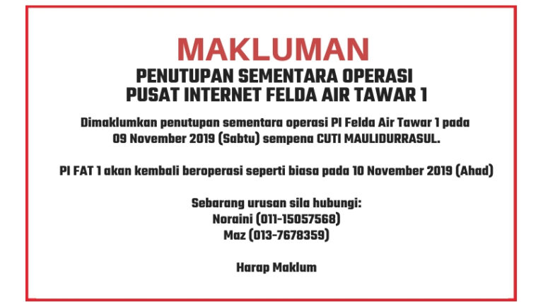 Makluman Cuti Maulidurrasul
