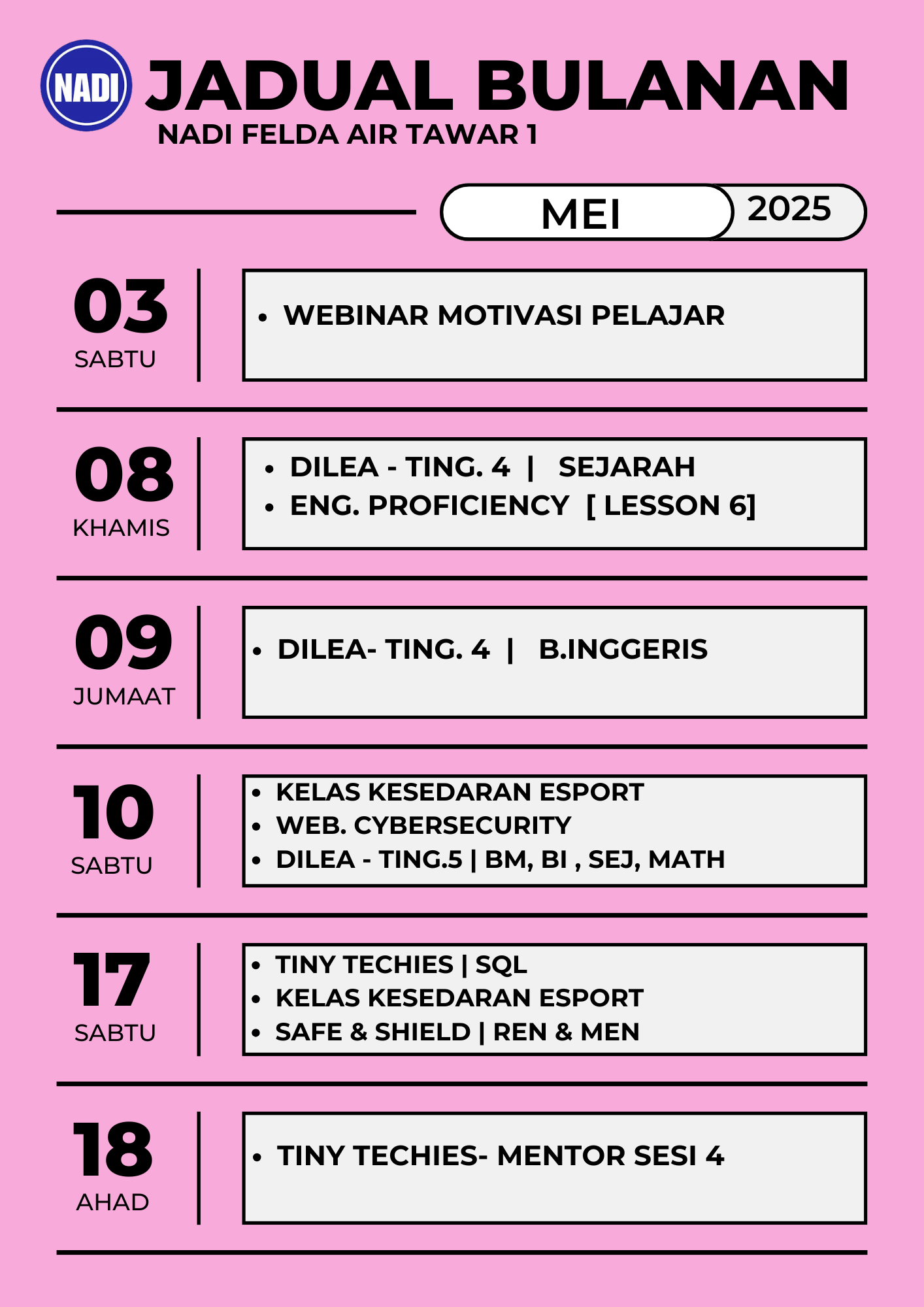AKTIVITI BULAN MEI 2025