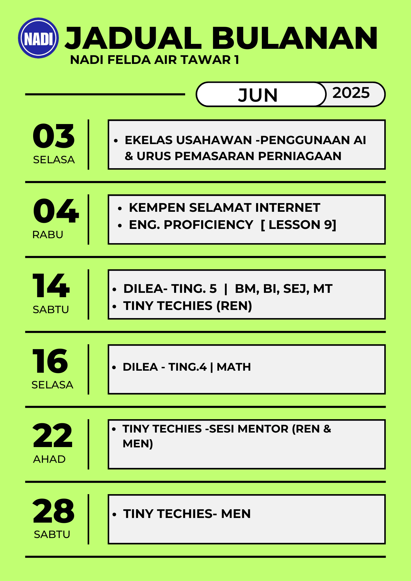 JADUAL AKTIVITI JUN 2025